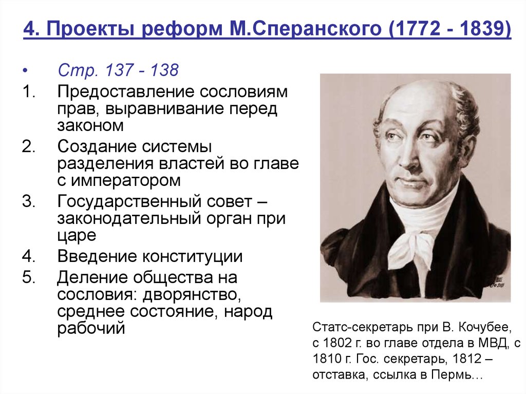 Реформаторская деятельность сперанского презентация