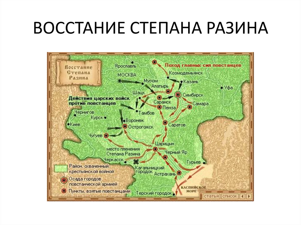 Схема восстания степана разина