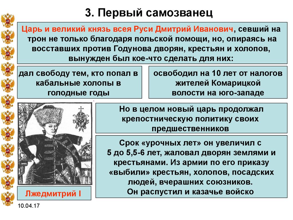 Проект по истории россии самозванцы в мировой истории