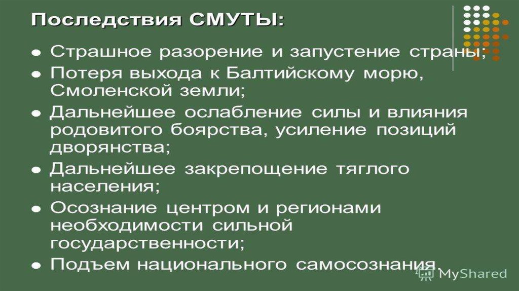 Схема последствия смуты