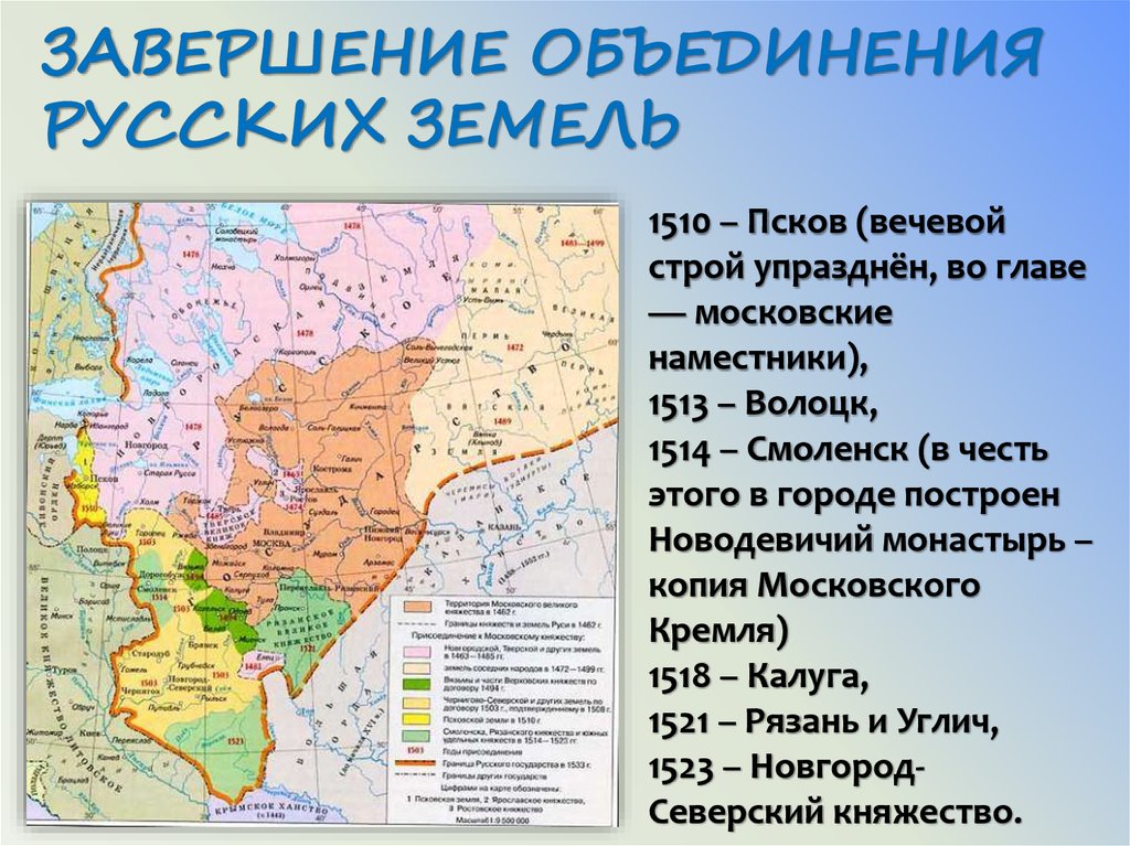 Карта завершение объединения русских земель при иване 3 и василии 3 контурная 7 класс