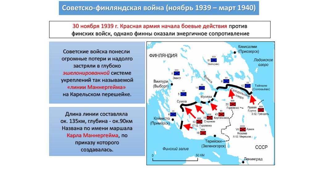 Война с финляндией 1939 1940 карта