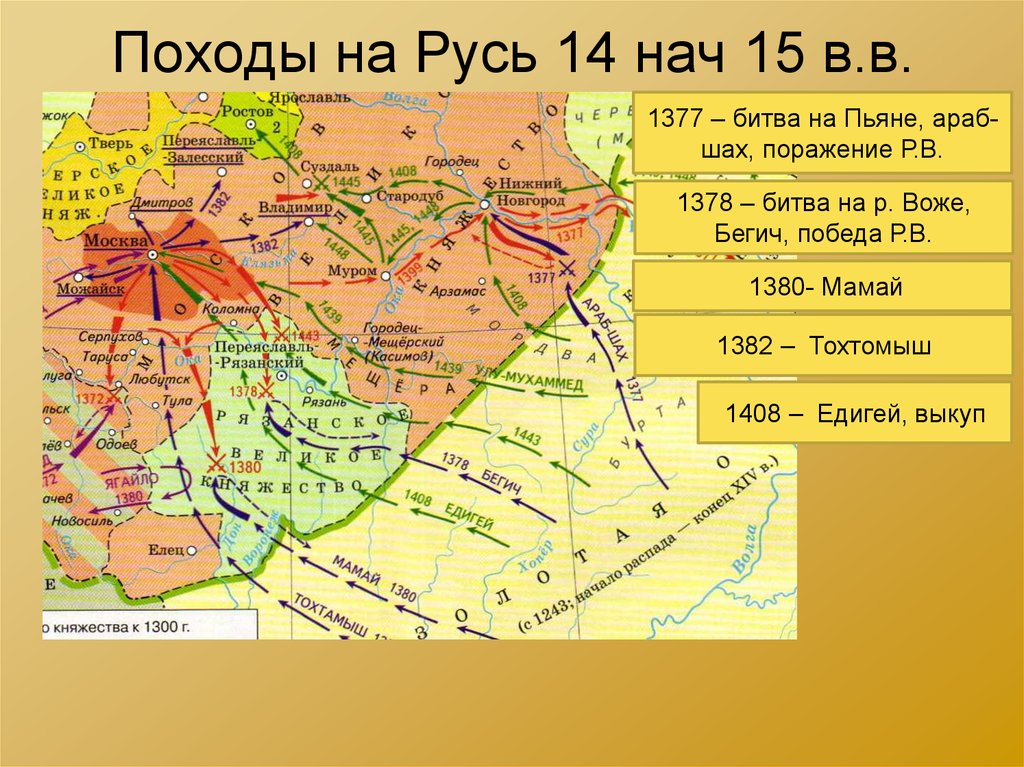 Поход хана тохтамыша на москву карта