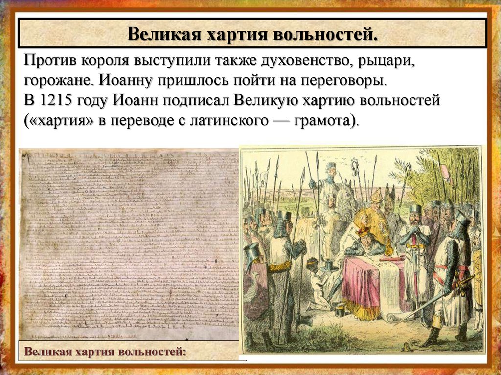 В каком году была подписана магна карта или великая хартия вольностей