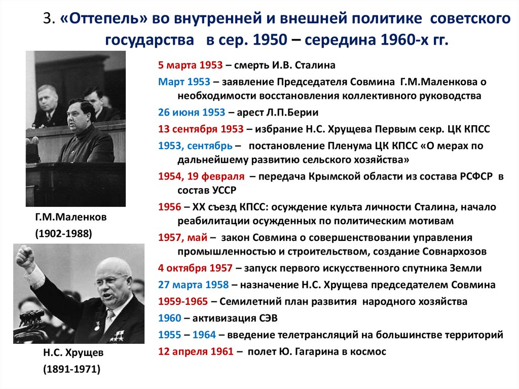 Заполните схему овд в период хрущевский оттепели 1953 1964 гг