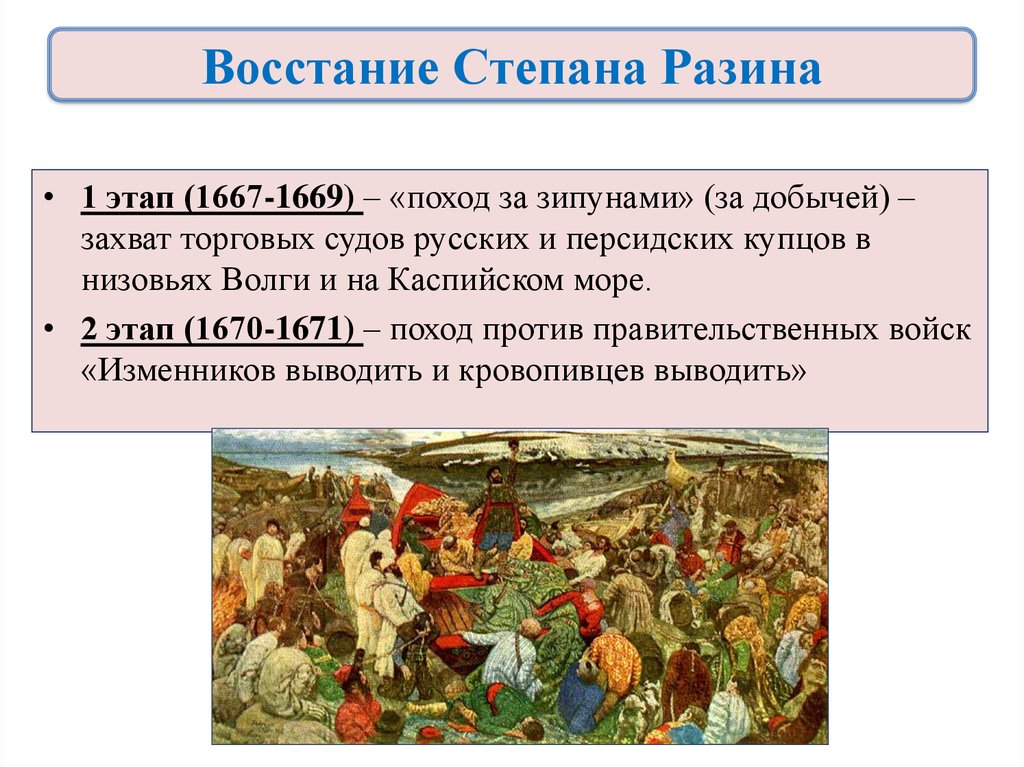 План восстания степана разина 7 класс история россии