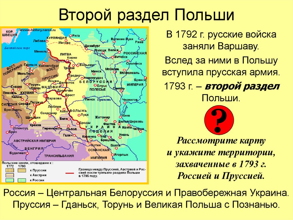 2 раздел речи посполитой карта