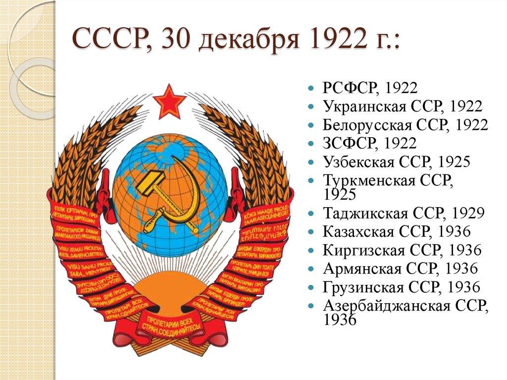 В августе 1922 года под руководством сталина был разработан проект включения советских республик в