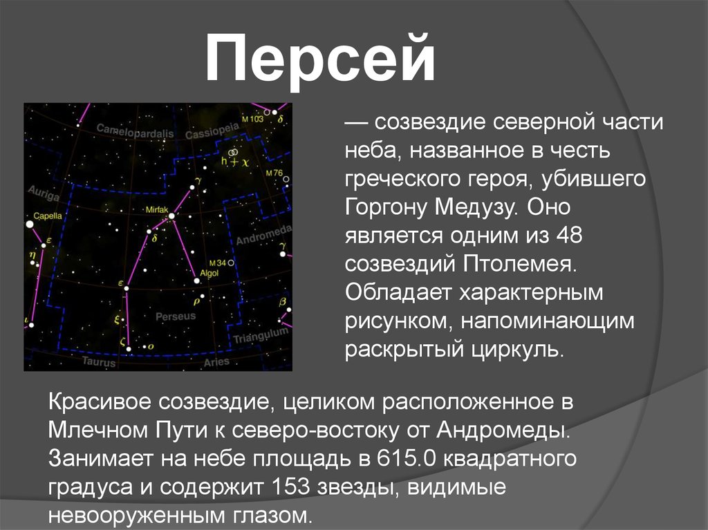 Персей созвездие схема с названиями звезд