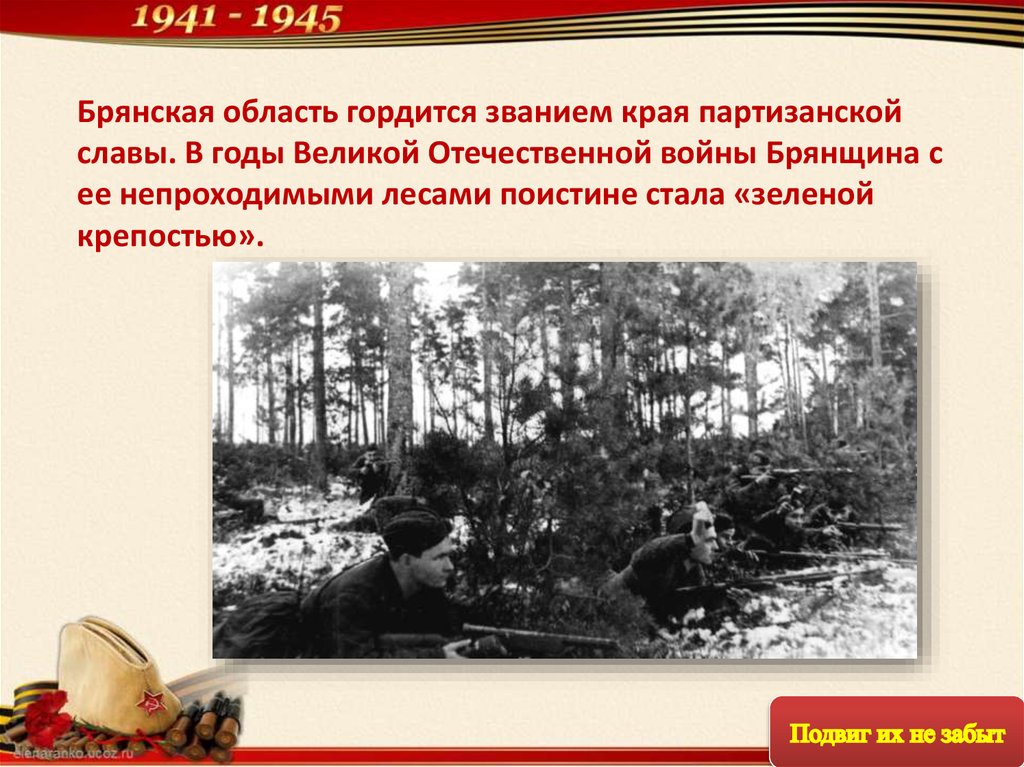 Партизанское движение в годы вов проект