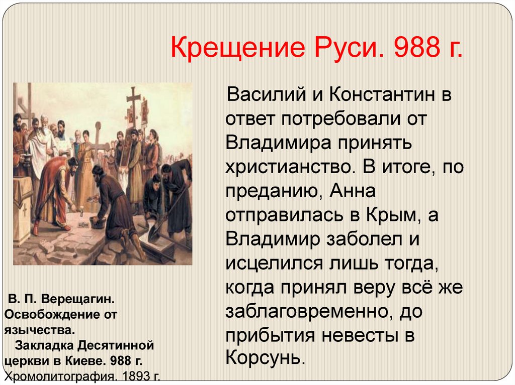 План к рассказу крещение руси