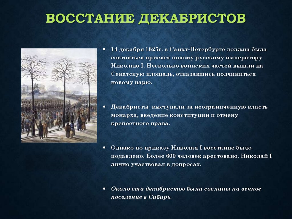 Восстание декабристов 1825 карта