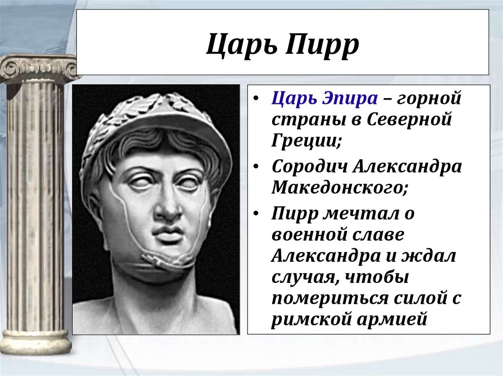 Царь история 5. Пирр царь ЭПИРА. Пирр полководец.