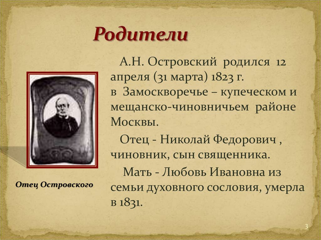 А н островский презентация жизнь и творчество