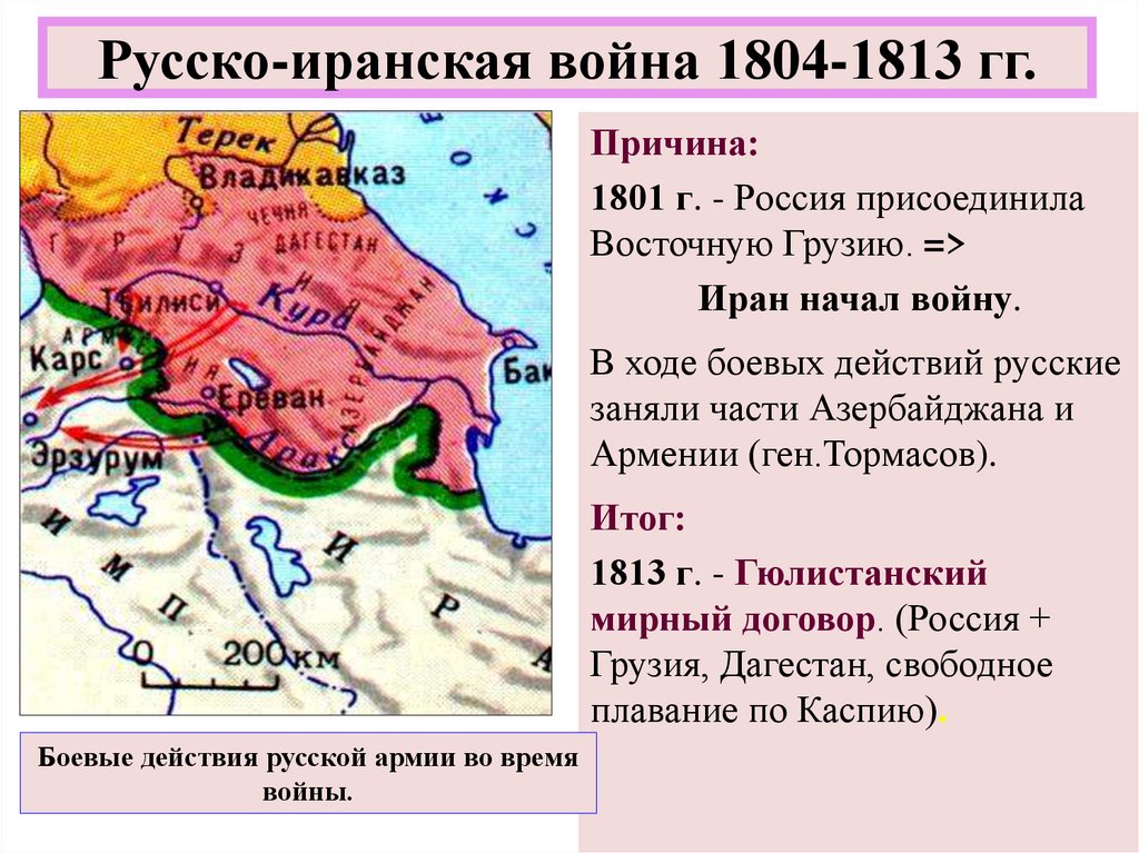 Русско иранская война 1804 1813 карта егэ