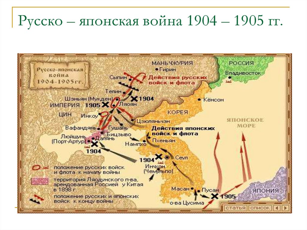 Карта по русско японской войне егэ