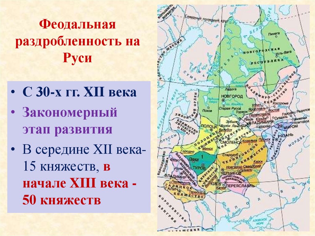 Карта начало политической раздробленности на руси 6 класс