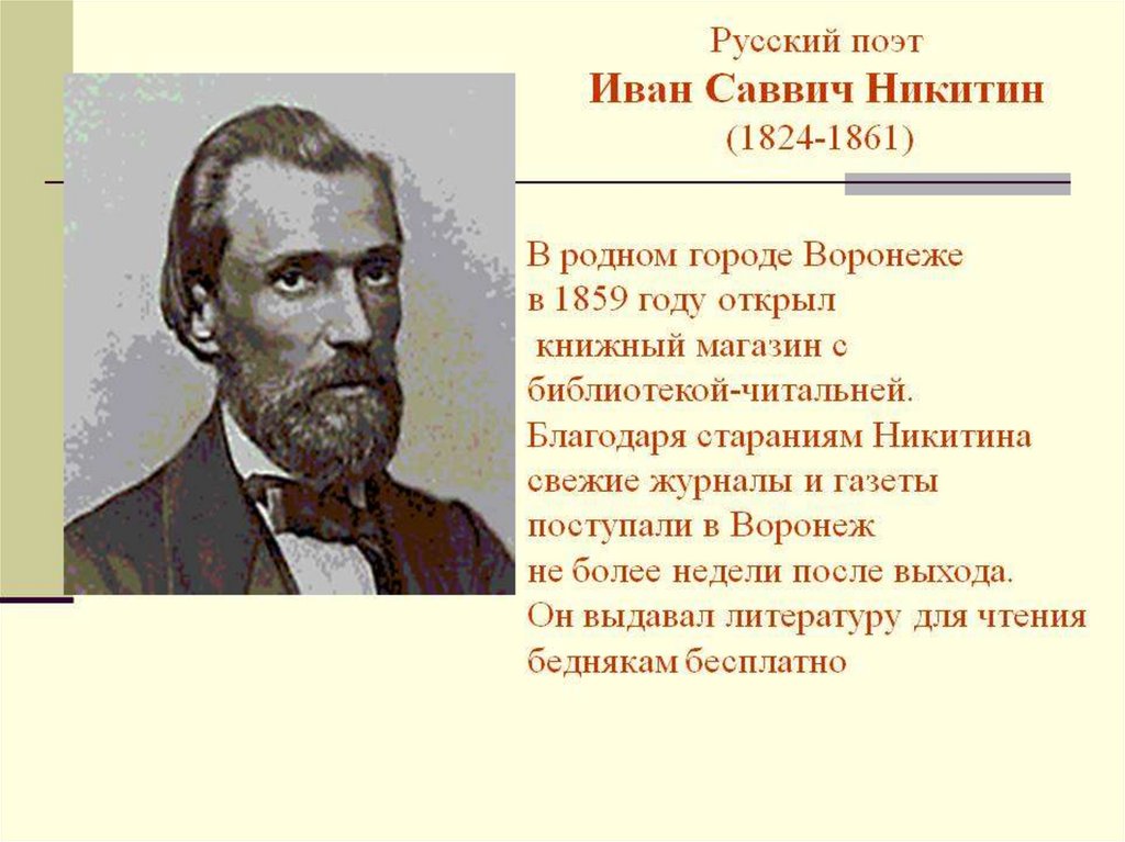 Иван саввич никитин биография презентация