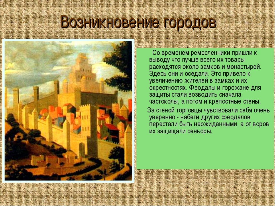 Расскажите о возникновении средневековых городов по плану почему