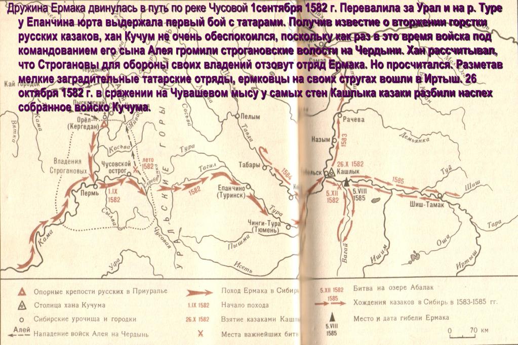 Поход ермака в сибирь в 1582 1585 гг карта