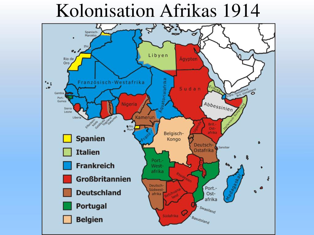 Карта колониальных владений европейских государств в африке