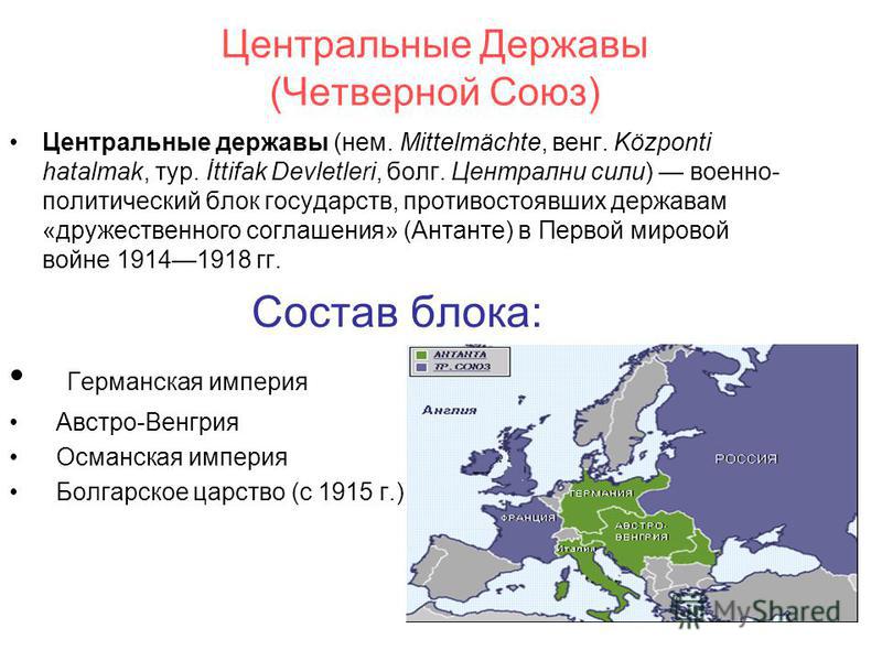 Основные союзники и противники россии в первой мировой войне схема