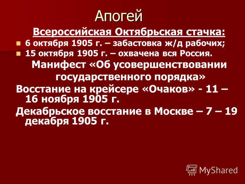 В итоге всероссийской политической стачки власти. Октябрьская стачка и Манифест 17 октября. Октябрьская стачка 1905.