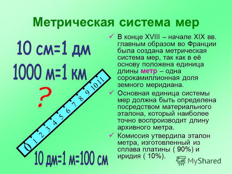 Метрическая система мер 6 класс