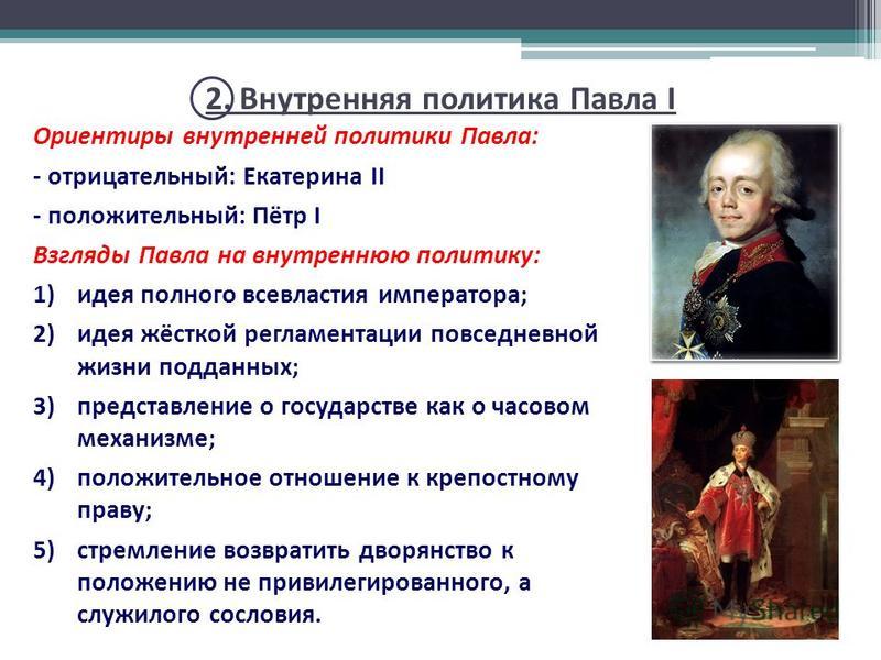 Составьте схему с указанием основных направлений внутренней политики павла 1 перечислите реформы