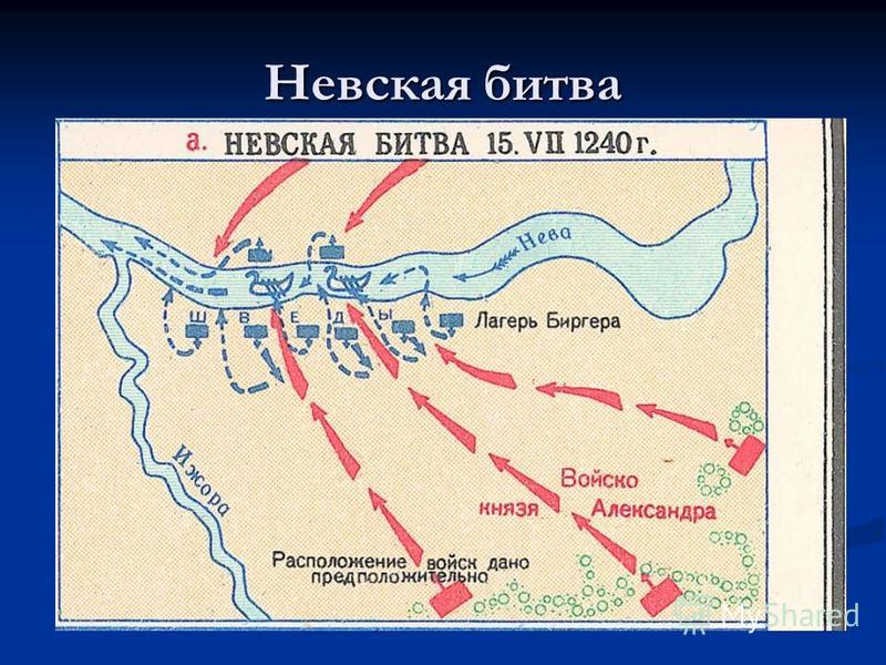 Расскажите о невской битве используя предлагаемый план время и место битвы