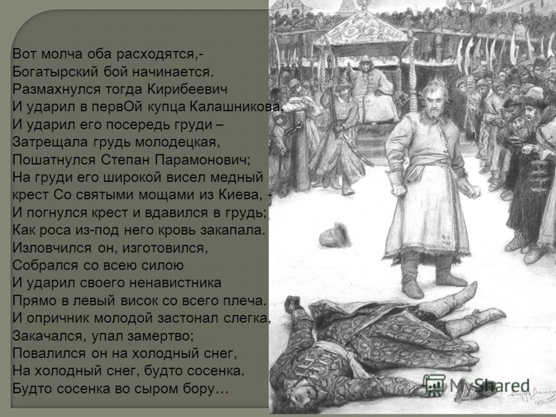 Песнь про царя ивана васильевича молодого опричника и удалого купца калашникова презентация 4 класс