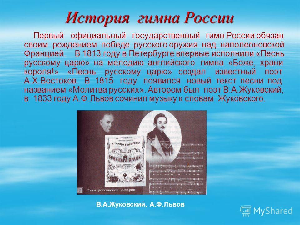 История гимна россии презентация