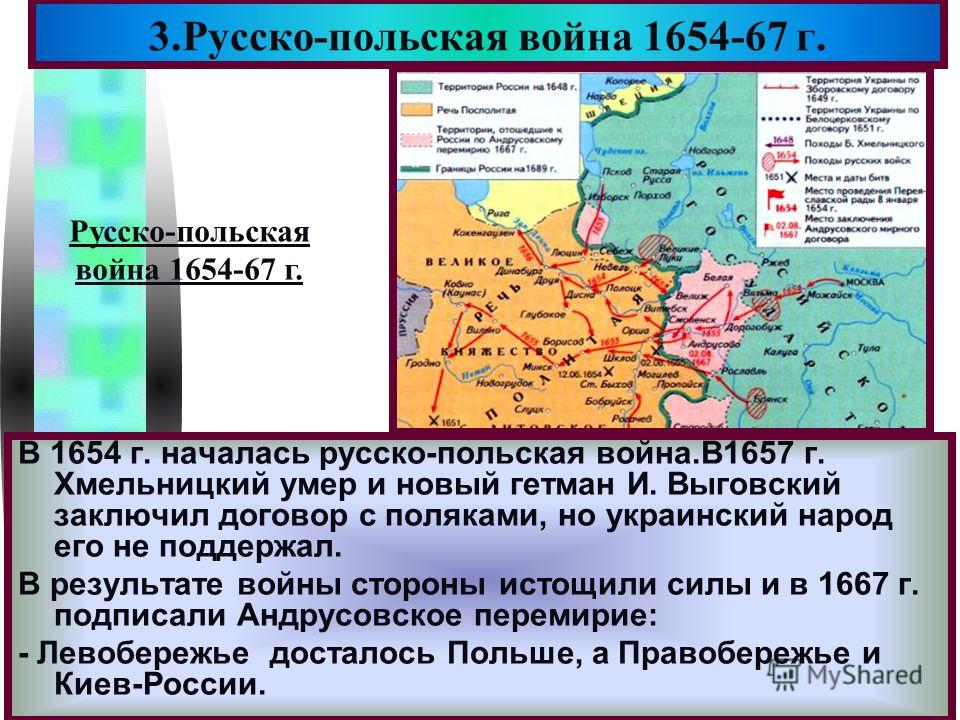 Андрусовское перемирие с речью посполитой карта