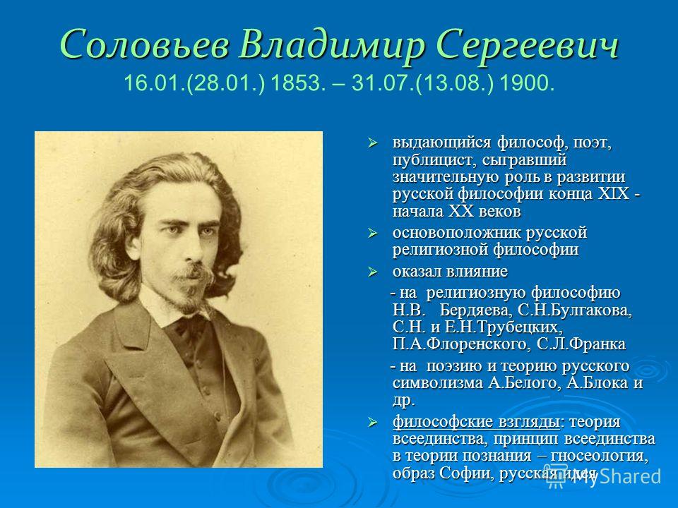 С соловьев читать. Философия всеединства вл. Соловьева..