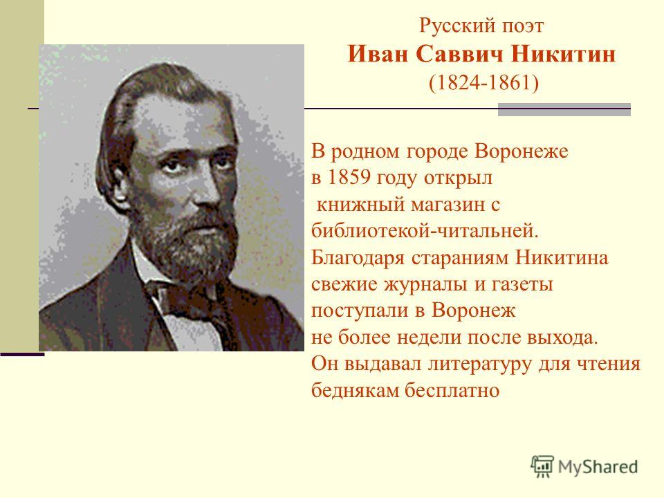 Иван саввич никитин 4 класс презентация перспектива