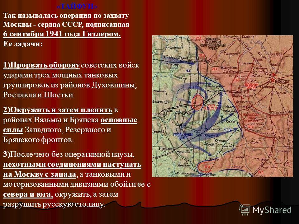 Как получил названия план по захвату москвы перечислите основные события этой битвы