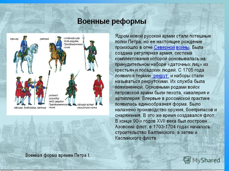 Военная реформа петра первого презентация