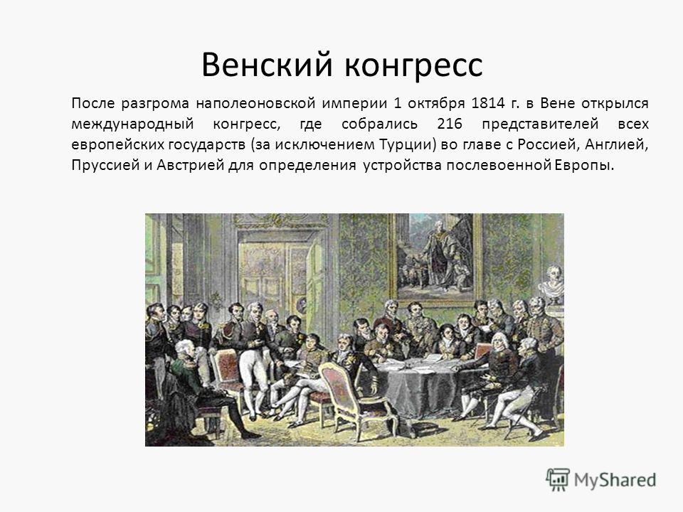 Венский конгресс и послевоенное устройство европы презентация 8 класс