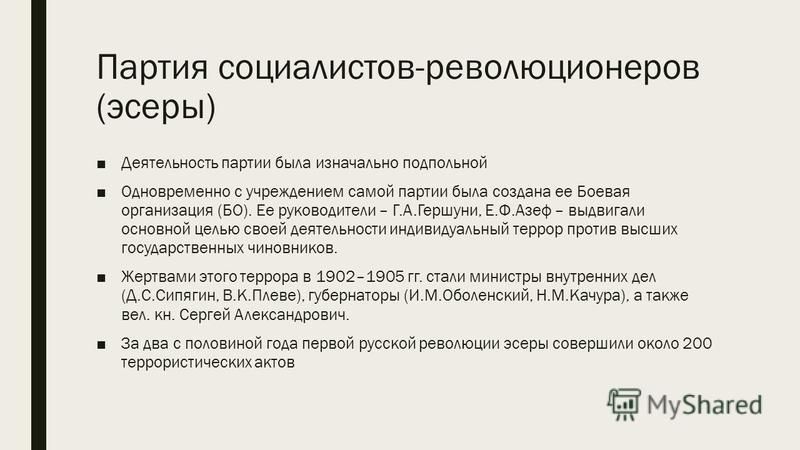 Итоги революционеров. Боевая организация социалистов-революционеров. Северный Союз социалистов-революционеров.