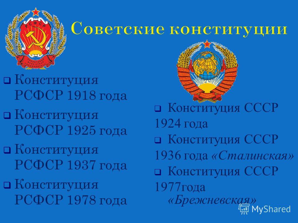 Конституция РСФСР 1918 СССР 1924 года. Конституция 1918 года и Конституция 1925. Конституция СССР 1936 года.