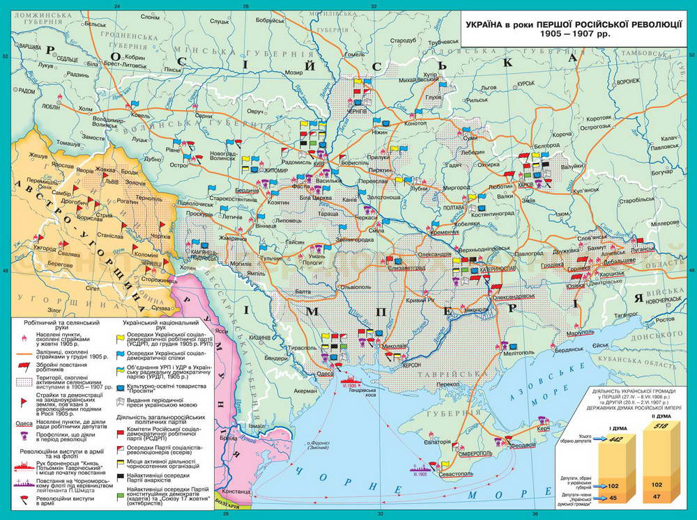 Контурная карта первая российская революция 1905 1907 годов