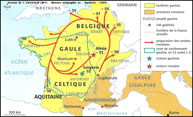 Завоевание галлии цезарем карта