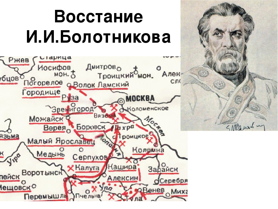 Восстание под предводительством болотникова карта