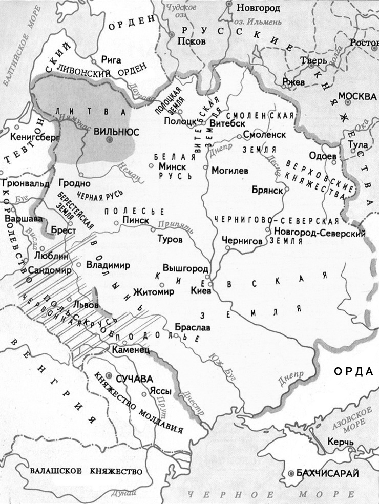 Великое княжество литовское в 13 15 веках карта 6 класс