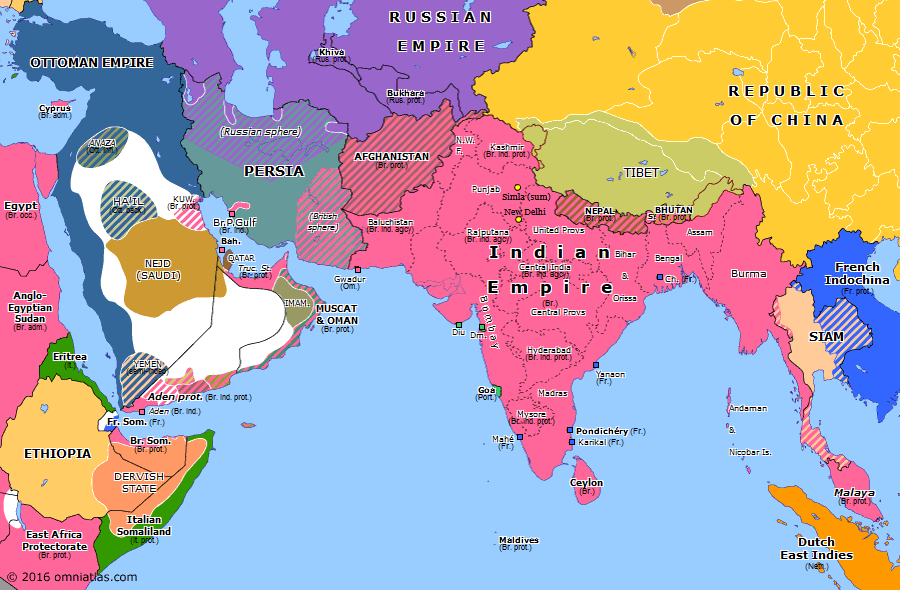 Карта азии в 1900 году