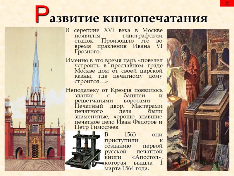 Возникновение книгопечатания на руси презентация