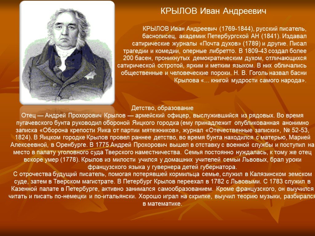 Презентация о крылове