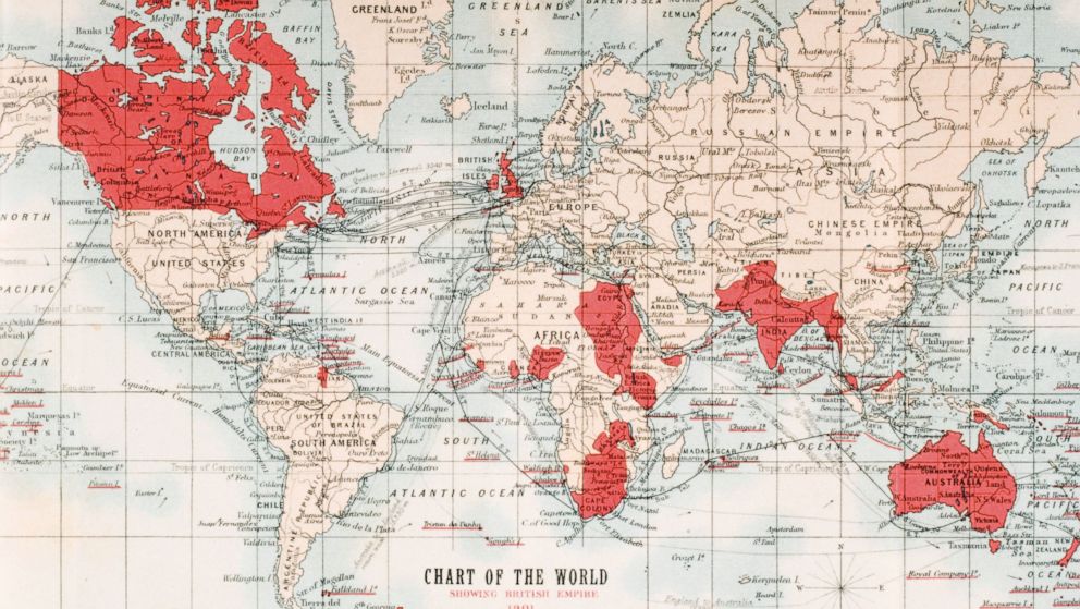 Карта британской империи на пике могущества