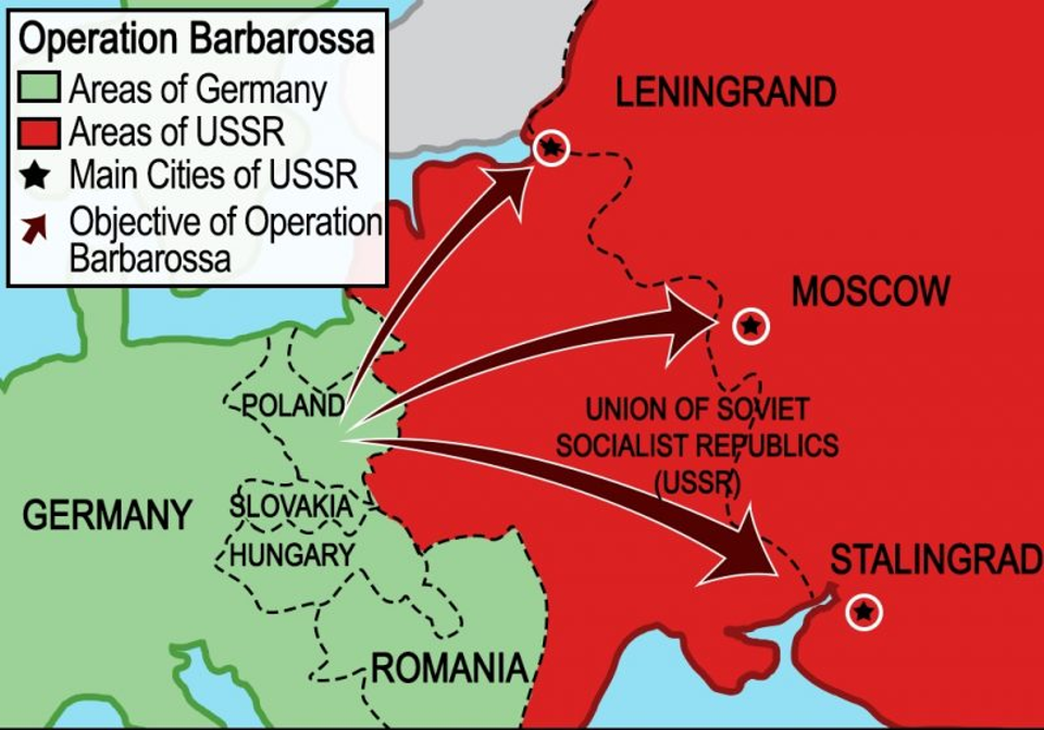 План нападения гитлера. Операция Барбаросса 1941 карта. Карта второй мировой войны план Барбаросса.