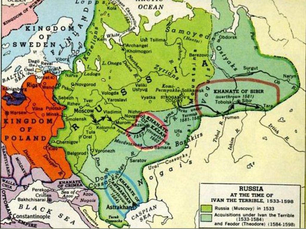 Карта россии в конце правления ивана грозного